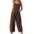 Hesxuno Jumpsuits for Women Casual Loose Plus Size Overalls Retro Print Wide Leg Buttons Jumpsuits Rompers with Pockets