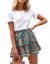 Relipop Women's Floral Flared Short Skirt Polka Dot Pleated Mini Skater Skirt with Drawstring