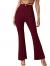 SheIn Women's Cut Out High Elastic Waist Long Pants Flare Leg Solid Trousers