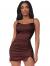 SOLY HUX Women's Spaghetti Strap Cowl Neck Satin Short Slip Dress