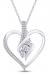 AFFY 1/4cttw Round Cut White Natural 3 Stone Diamond Heart Pendant Necklace in 14K Gold Over Sterling Silver (0.25 Ct) with 18" Chain For Women