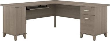 Bush Furniture Somerset L Shaped Desk with Storage, 72W, Ash Gray