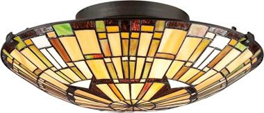 Quoizel TF1408SVB Tiffany Flush Mount Ceiling Lighting, 2-Light, 150 Watts, Vintage Bronze (6" H x 17" W