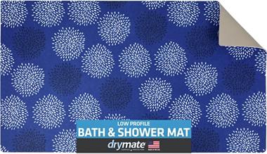 Drymate Low-Profile Bath & Shower Mat, (Ultra-Thin) Fits Under Doors -Absorbent/Waterproof/Slip-Resistant- Machine Washable Bathroom Floor Pad for Outside of Bathtub (USA Made) (16” x 28”)