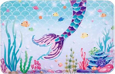 RosieLily Cute Bath Mat, Mermaid Bathroom Rugs, Colorful Bath Rugs, Beautiful Bathroom Rug, Bath Mats for Bathroom, 24''X16''