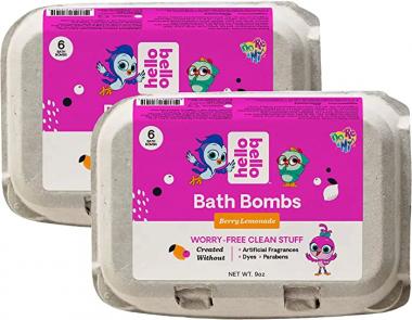 Hello Bello Do, Re, Mi Bath Bombs I Plant Based Fizzy and Fomy Bath Bombs for Toddlers & Kids I Berry Lemonade Scent I 6 Bath Bombs (2 Pack)