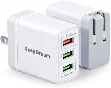 2 Pack USB Quick Charge 3.0 Wall Charger 30W, DeepDream Multiport USB Wall Charger Plug Adapter, Fast Charger Block Compatible with iPhone 12/11/Pro/XS Max/XR/8/8+/Galaxy S10/S9/S8/Plus/Note 9/8