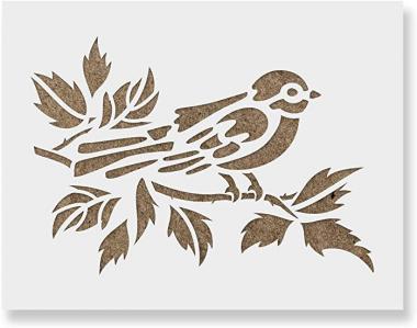 Bird on Branch Stencil Template for Walls and Crafts - Reusable Stencils for Painting in Small & Large Sizes