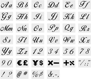 Onene 40 pieces Letter Stencils for Painting on Wood, Alphabet Letter Templates with Numbers and Signs, Reusable Plastic Art Craft Stencils with Calligraphy Font Upper and Lowercase Letters