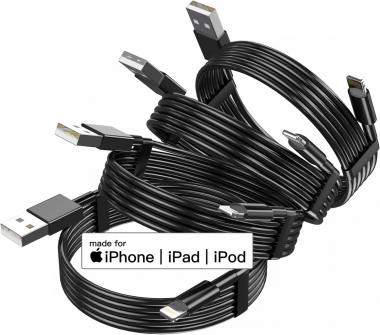 [Apple MFi Certified] iPhone Charger 6FT 4Pack Lightning Cable, 6Foot Long iPhone USB Cables 2.4A Fast Charging Cord Compatible for iPhone 12 Mini 12 Pro Max 11 Pro MAX XS Xr X 6 AirPods-2M(Black)