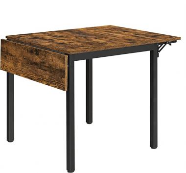 VASAGLE Folding Dining Table, Drop Leaf Extendable, for Small Spaces, Seats 2-4 People, Industrial, 33.3 x 30.7 x 30 Inches, Rustic Brown