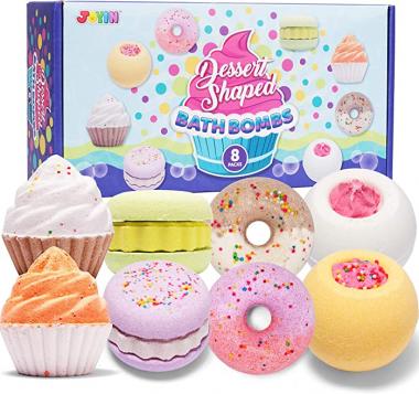 Bath Bombs with Dessert Design for Kids, 8 Pcs Fizzy Bath Bombs for Girls Funny Natural Moisture Spa Kit, Gifts Set for Women Easter Christmas Valentines Gifts