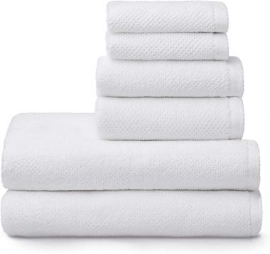 Welhome Franklin Premium | 2 Bath Towels 2 Hand Towels 2 Washcloths |Popcorn Textured White Bathroom Towels Set | Hotel & Spa Towels for Bathroom |Soft & Absorbent | 100% Cotton 6 Piece Bath Linen Set