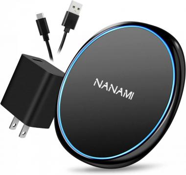 NANAMI Fast Wireless Charger, 7.5W Qi Certified Charging Pad with QC3.0 Adapter USB Charger for iPhone 14/13/13 pro/12/11/XS Max/XR/X/8 Plus/Airpods 2,10W Compatible Samsung S21 S20 S10 S9/Note 20