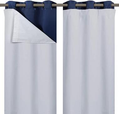 Rose Home Fashion 100% Blackout Curtain Liner Thermal Insulated White Liner, Black Out Liner, Room Darkening (Hook Included)-2 Panels, 47x60 White