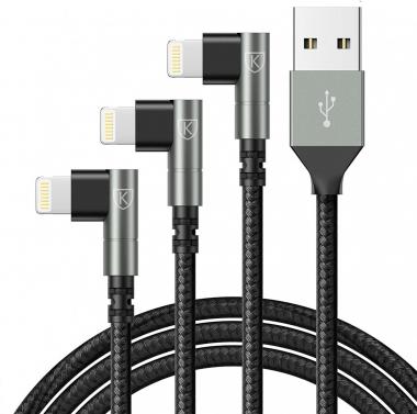 3 Pack iPhone Charger Cable,Fast Charging [Apple MFi Certified] 10FT 90 Degree Nylon Braided USB Lightning Cable for Game Video Compatible with iPhone 13/12/11/Pro/Max/Mini/X/Plus/8/7/6/5S/iPad-Black