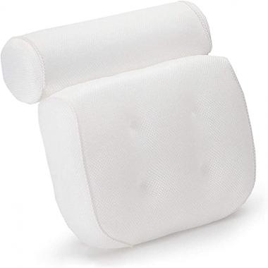 XYNB Bathtub Spa Pillow with Non Slip Suction Cups Bath Pillow Cushion for Head Neck and Back Support,White