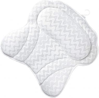 DOITOOL Bath Pillow Suction Cup Bathtub Pillow Quick Dry Spa Bath Pillow for Neck Head Shoulder Back Support Rest White