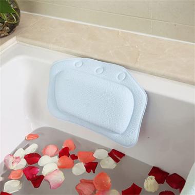 mozhixue Bath Pillow PVC Sponge Bathtub Cushion with Suction Cup Spa Bath Pillow for Head Shoulder Neck Support Ergonomic Home Spa Headrest,Blue