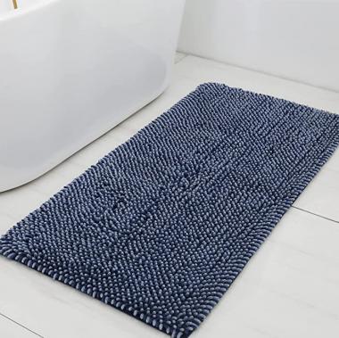 Bathroom Rug,COSY HOMEER 42x24 Inch Bath Rugs Made of 100% Polyester Extra Soft and Non Slip Bathroom Mats Specialized in Machine Washable and Water Absorbent Shower Mat-Blue