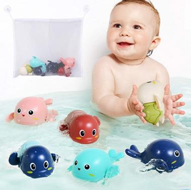 Beestech Bath Toys for Toddlers 1-3, Wind Up Baby Bath Toys for Toddlers 1, 2, 3 Years Old Boys Girls Kids, Bathtub Toys with Organizer and Gift Package(6 Pack)