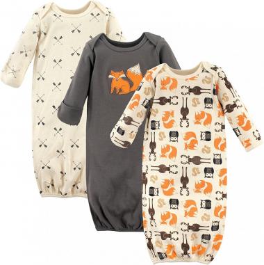 Hudson Baby Unisex Baby Cotton Gowns Forest, 0-6 Months