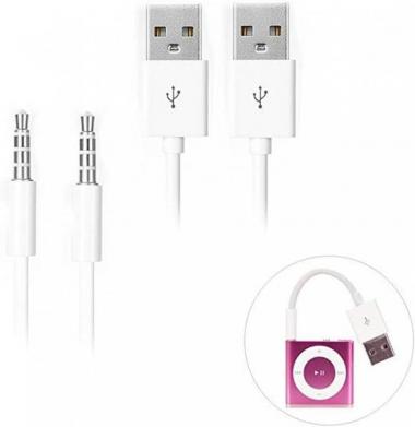 iPod Shuffle Cable, iAbler 2 Pack 3.5mm Jack/Plug to USB USB Power Charger Sync Data Transfer Cable for iPod Shuffle 3rd 4th 5th MP3/MP4