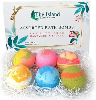 USA - 6 Large Bath Bomb Gift Set with Shea & Cocoa Butters- Best Gift Year Round- Made in The USA