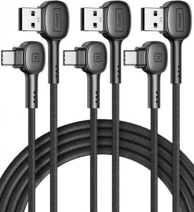 USB C Cable, INIU [3 Pack 3.1A] QC 3.0 Type C Charger Fast Charging Cable, Nylon Braided (1.6+6.6+6.6ft) USB A to USB-C Phone Charger Cord for Samsung Galaxy S21 S20 S10 Plus Note 20 LG Google Pixel