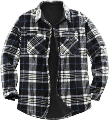 ZENTHACE Men's Warm Sherpa Lined Fleece Plaid Flannel Shirt Jacket(All Sherpa Fleece Lined)