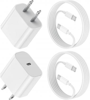 20W Fast Charger for iPad Pro 12.9, 11 inch 2018, iPad Air 5th/4th 10.9 inch 2022/2020, iPad Mini 6 Generation 2021, Type C Charger with 3 ft USB C to C Charging Cable for Samsung Galaxy-2Pack