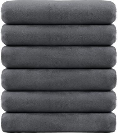 Microfiber Bath Towels Set,100% Microfiber -Highly Absorbent and Soft Feel, Multipurpose for Bathroom,Pool, Fitness, Spa, Yoga,Sports- 6 Pack-27" x 55" Grey