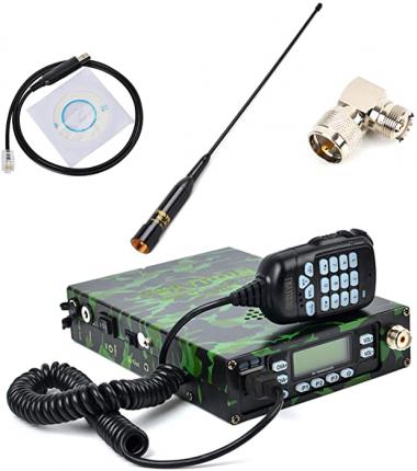 TWAYRDIO Dual Band VHF UHF Back Pack Mobile Transceiver Built-in 12000mAh Battery Dual PTT MIC Portable Ham Amateur Radio with Software, Programming Cable, Mobile Antenna and SO239 to PL259 Adapter