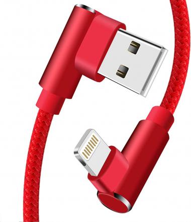 MFI Certified 90 Degree iPhone Cable 10 FT 3 Pack Lightning Charger Cable Long Charging & Syncing Cord for iPad/iPhone13/12/11/XR/XS/Max/X/8/7/6(Red,10ft)