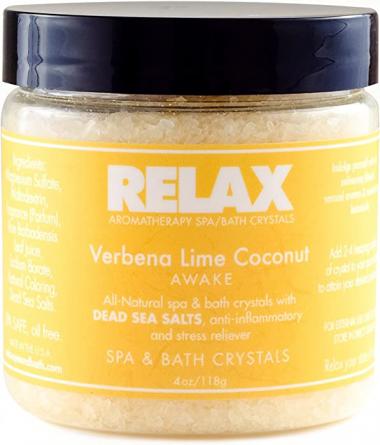 Verbena Lime Coconut Aromatherapy Bath Crystal All Natural Sea Salts -4 Oz- Therapeutic for Jacuzzi, Whirlpool, Spa, Hot Tub