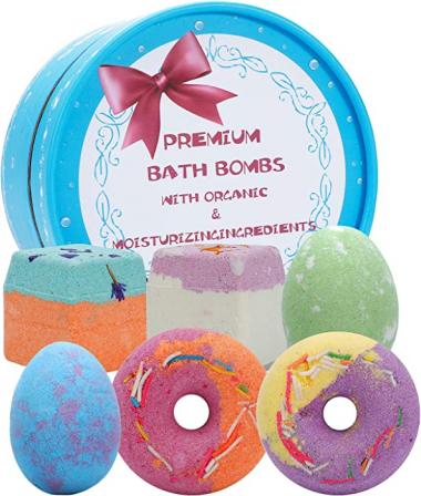 6Pcs Bath Bomb Gift Set for Women and Kids, Andmax Multi-Colored Handmade Natural Essential Oil and Organic Bubble Bathbomb, Different Scents Fizzy Spa to Moisturize Dry Skin