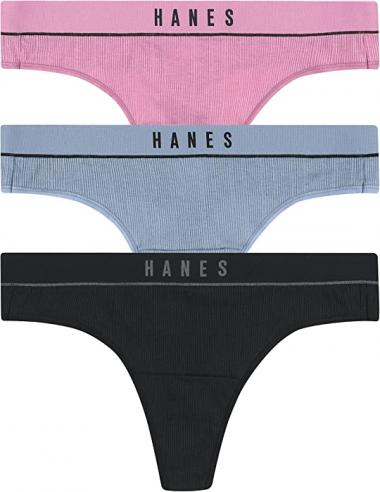 Hanes Women's Retro Rib Thong Underwear, 3-Pack