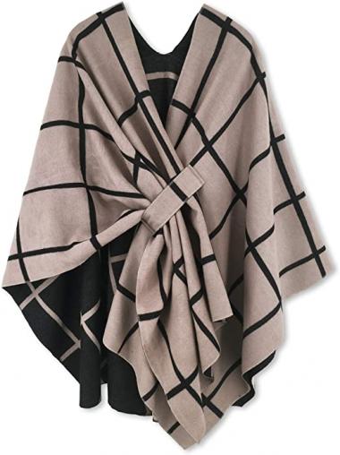 Moss Rose Women's Shawl Wrap Poncho Ruana Cape Open Front Cardigan with Belt for Fall Winter