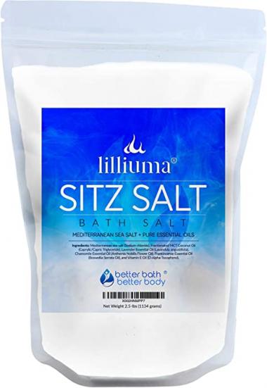 Sitz Bath Salt 40 Ounces Mediterranean Sea Salt with Lavender, Chamomile, and Frankincense Essential Oils, Natural Sitz Soak Ingredients