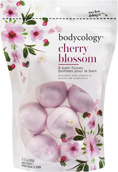 Bodycology Cherry Blossom Bath Fizzies Soak Balls, 8 Count