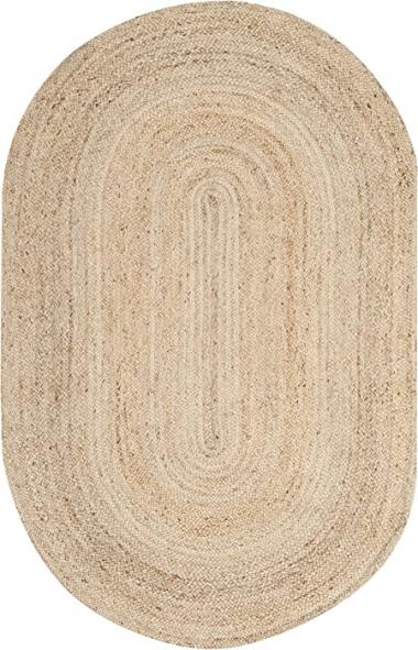 SAFAVIEH Cape Cod Collection 5' x 8' Oval Natural CAP252A Handmade Flatweave Jute Area Rug