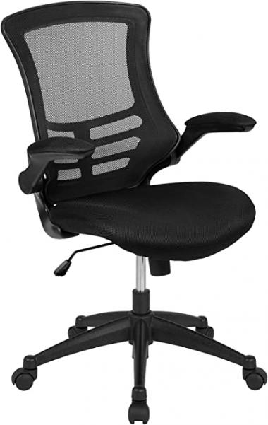 Flash Furniture Mid-Back Black Mesh Swivel Ergonomic Task Office Chair with Flip-Up Arms