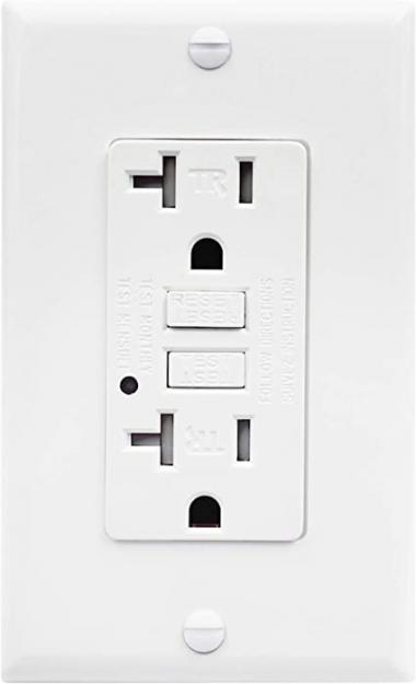 Four Bros 20-Amp GFCI Outlet, Tamper Resistant TR, Self-Test, Self-Grounding, 125V, UL Listed, White