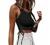 Artfish Women's Sleeveless Shirt Ribbed Drawstring Side Ruched Scoop Neck Basic Crop Tank Top