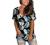 SAMPEEL Womens Summer Tops Floral Short Sleeve V Neck T Shirts Tee Printed Side Split Tunic