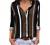 Astylish Womens V Neck Striped Roll up Sleeve Button Down Blouses Top