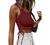 Artfish Women's Sleeveless Shirt Ribbed Drawstring Side Ruched Scoop Neck Basic Crop Tank Top