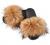 Jancoco Max Faux Fur Slides - Women's Fur Fluffy Slippers Furry Slides Summer Sandals Open Toe Indoor Outdoor Fuzzy Slides