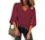 LookbookStore Women's V Neck Mesh Panel Blouse 3/4 Bell Sleeve Loose Top Shirt