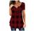 Women's V-Neck Henley T Shirt Flowy Pleated Tunic Blouse Summer Tops Floral Solid Button Down Short Sleeve Tee Shirts